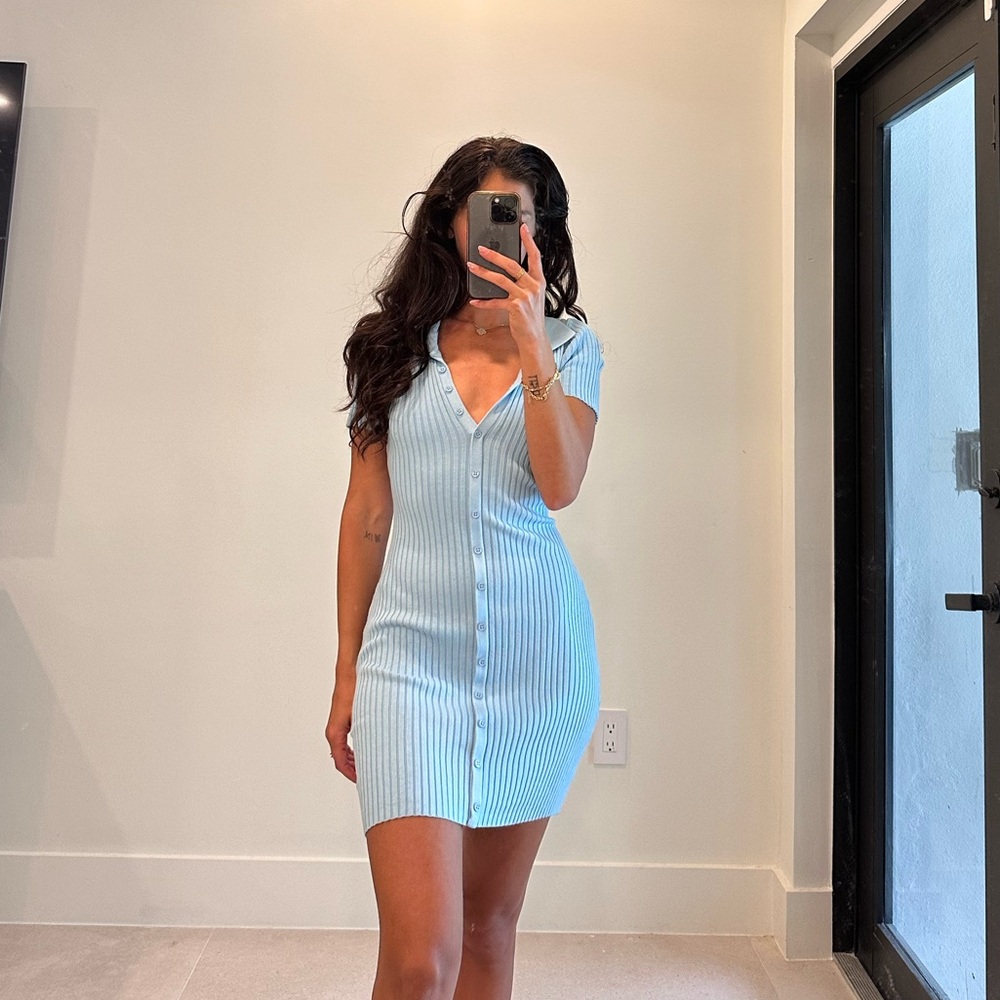 Blue Button Down Dress
